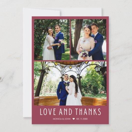 Liebe und Dank an Red Modern Foto Vielen Dank Dankeskarte (Vorderseite)