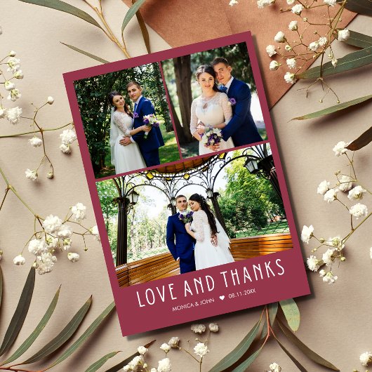 Liebe und Dank an Red Modern Foto Vielen Dank Dankeskarte