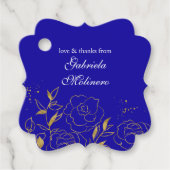 Liebe und Dank an Royal Blue und Gold Floral Geschenkanhänger (Vorderseite)
