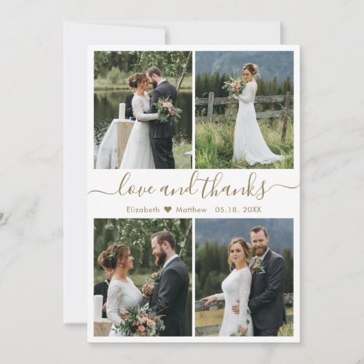Liebe und Dank an Script Foto Collage Wedding Viel Dankeskarte (Vorderseite)