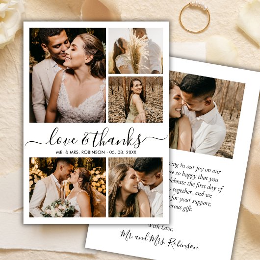 Liebe und Dank an Script Foto Collage Wedding Viel Dankeskarte