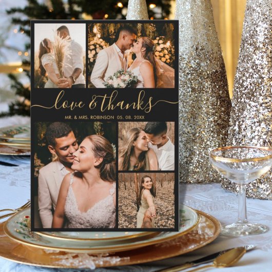 Liebe und Dank an Script Foto Collage Wedding Viel Dankeskarte