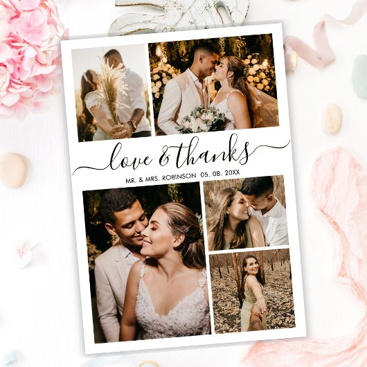 Liebe und Dank an Script Foto Collage Wedding Viel Dankeskarte