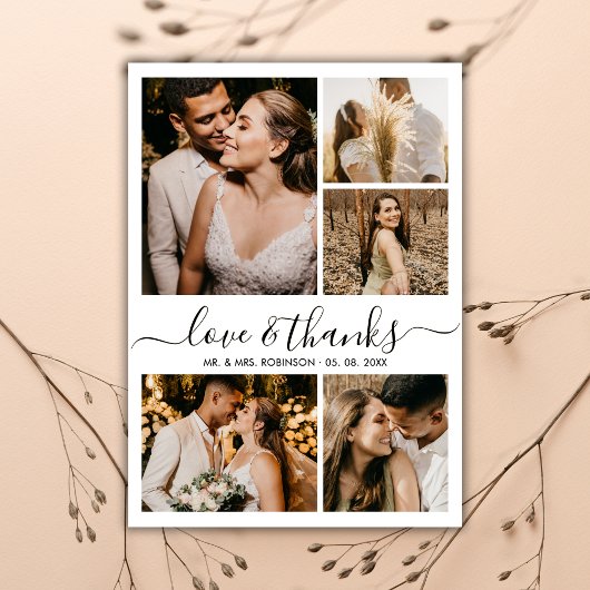 Liebe und Dank an Script Foto Collage Wedding Viel Dankeskarte
