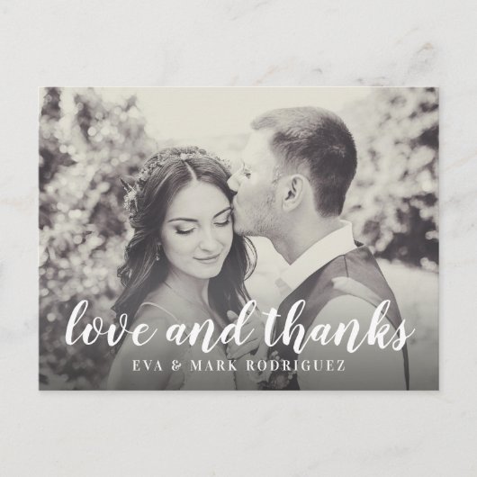 Liebe und Dank an White Script Sepia Foto Vielen D Postkarte (Vorderseite)