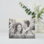 Liebe und Dank an White Script Sepia Foto Vielen D Postkarte (Stehend Vorderseite)
