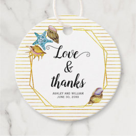 Liebe und dank Aquarellbrunnen Muscheln Strand Hoc Geschenkanhänger