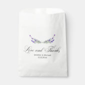Liebe und Dank,Aquarellfarben lila Lavendelhochzei Geschenktütchen (Vorderseite)