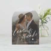 Liebe und Dank Arch Foto Hochzeit danke Ihnen Kart Einladung (Stehend Vorderseite)