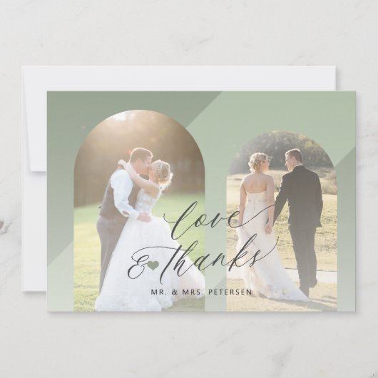 Liebe und Dank Arch Foto Hochzeit Dankeskarte (Vorderseite)