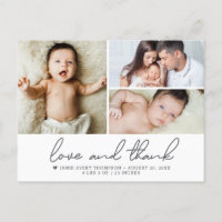 Liebe und Dank Baby 3 Fotos Geburtsankündigung