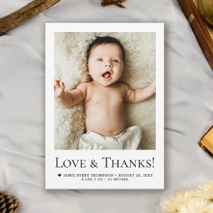 Liebe und Dank Baby Foto Geburtserklärung Ankündigung