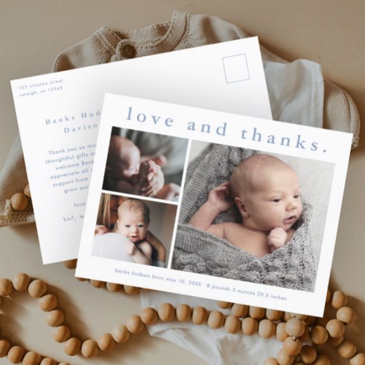 Liebe und Dank Baby Foto Geburtserklärung Postkarte