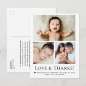 Liebe und Dank Baby Foto Geburtserklärung Postkarte (Vorne/Hinten)