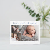 Liebe und Dank Baby Foto Geburtserklärung Postkarte (Stehend Vorderseite)