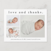 Liebe und Dank Baby Foto Geburtserklärung Postkarte (Vorderseite)