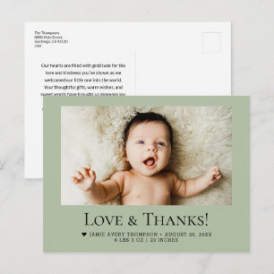 Liebe und Dank Baby Foto Geburtsstatistiken Sagegr Postkarte