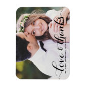 Liebe und Dank | Black Calligraphy Foto Wedding Magnet (Vertikal)