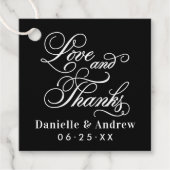 Liebe und Dank Black Calligraphy Wedgram Geschenkanhänger (Vorderseite)