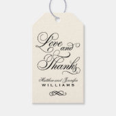 Liebe und Dank Black Calligraphy Wedgram Geschenkanhänger (Vorderseite)