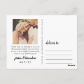 Liebe und Dank Black Rustic Script Hochzeitsschrei Postkarte (Rückseite)