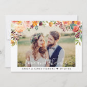 Liebe und Dank Blush Fall Bloral Wedding Foto Dankeskarte (Vorderseite)