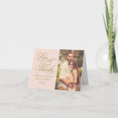 Liebe und Dank Blush Gold Foto Hochzeit Dankeskarte (Vorderseite)