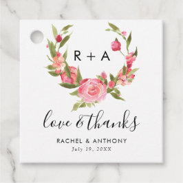 Liebe und Dank Blush Pink Rose Hochzeitsskript Geschenkanhänger