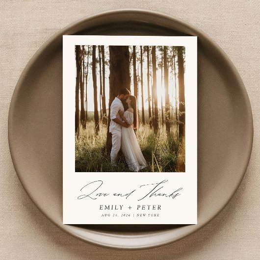 Liebe und Dank | Boho Foto Wedding Dankeskarte