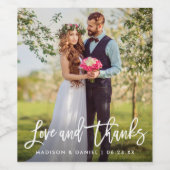 Liebe und Dank | Brush Script Wedding Vielen Dank Weinetikett (Einzelnes Label)