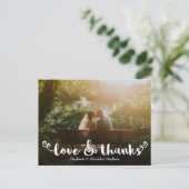 Liebe und Dank Brush Wedding Foto Danke Karte (Stehend Vorderseite)