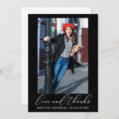 Liebe und dank Calligraphy Ink Abschluss Foto Dankeskarte (Vorne/Hinten)