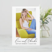 Liebe und dank Calligraphy Ink Foto Abschluss Dankeskarte (Stehend Vorderseite)