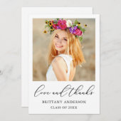 Liebe und dank Calligraphy Ink Script Abschluss Dankeskarte (Vorne/Hinten)