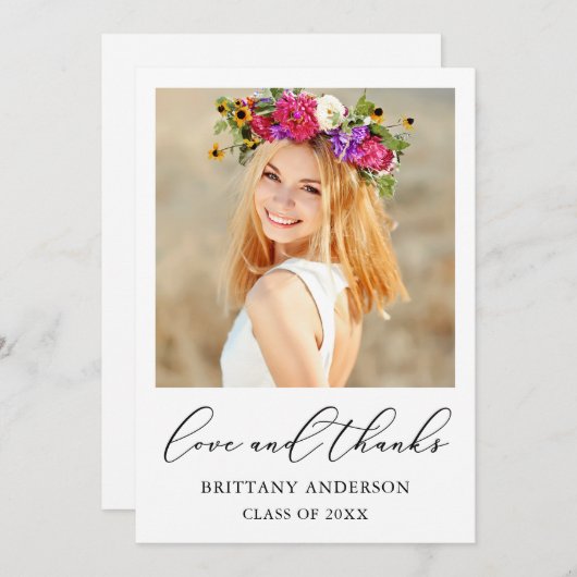 Liebe und dank Calligraphy Ink Script Abschluss Dankeskarte (Vorne/Hinten)