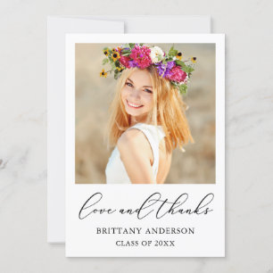 Liebe und dank Calligraphy Ink Script Abschluss Dankeskarte