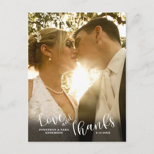 Liebe und Dank | Calligraphy Wedding Vielen Dank Postkarte (Vorderseite)