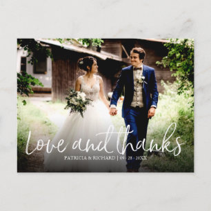 Liebe und Dank Chic Hochzeit Danke Foto Postkarte