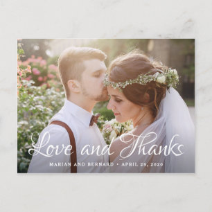 Liebe und Dank Chic Pink Florales Foto Danke Postkarte