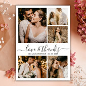 Liebe und dank Chic Script Foto Collage Hochzeit Dankeskarte