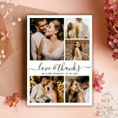 Liebe und dank Chic Script Foto Collage Hochzeit Dankeskarte
