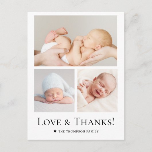 Liebe und Dank Custom Foto Baby Dusche Postkarte (Vorderseite)