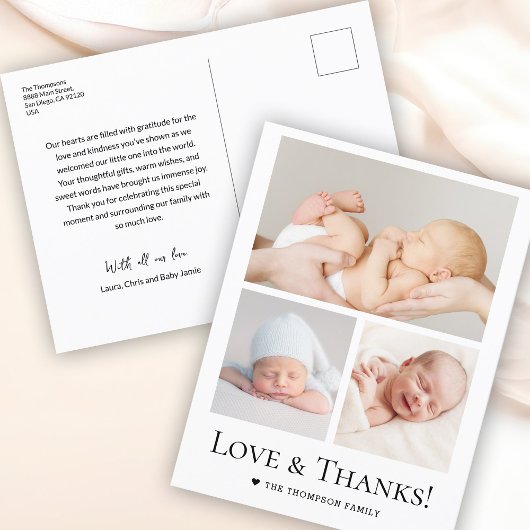 Liebe und Dank Custom Foto Baby Dusche Postkarte