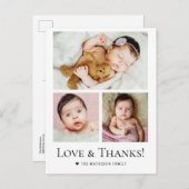 Liebe und Dank Custom Foto Collage Baby Dusche Postkarte (Vorne/Hinten)