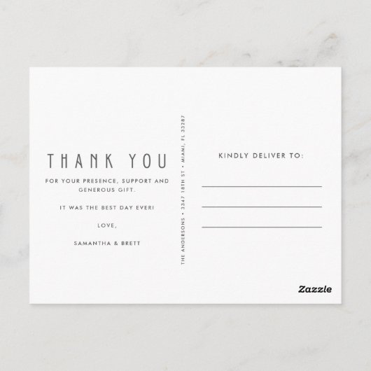 Liebe und Dank Custom Wedding Danke Postkarten (Rückseite)