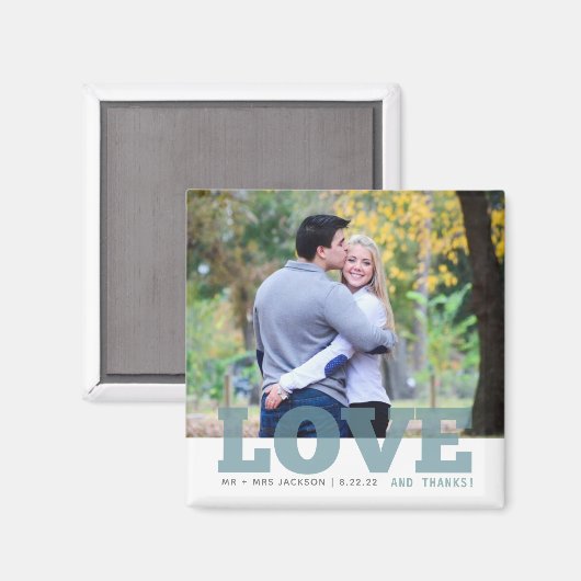 Liebe und Dank Custom Wedding Foto Magnet (Vorderseite/Rückseite)