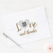 Liebe und Dank / Dankeschön Foto Hochzeit Runder Aufkleber (Umschlag)