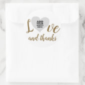 Liebe und Dank / Dankeschön Foto Hochzeit Runder Aufkleber (Tasche)
