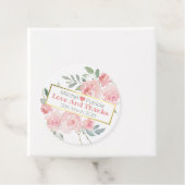 Liebe und dank der Hochzeit in Rosa und Grün. Geschenkanhänger (Beispiel)