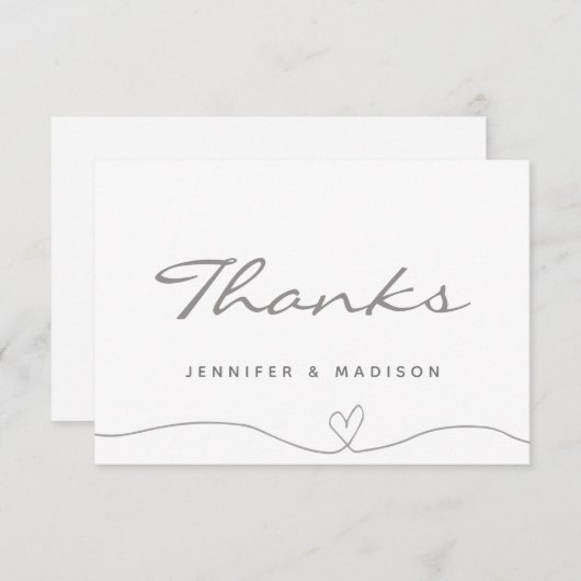 Liebe und Dank der modernen Black Wedding Monogram Dankeskarte (Vorne/Hinten)